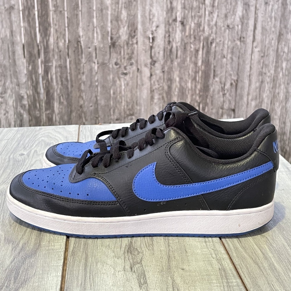 Nike Court Vision Low Sneakers Men Size 11‎ Black Blue Leather DM8681-001 Shoes